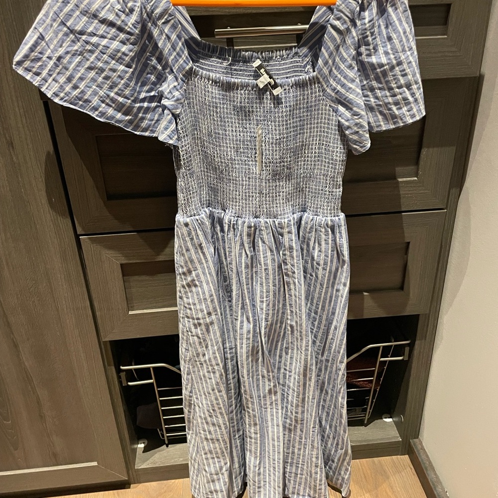 Madewell - Smocked Body Blue Striped